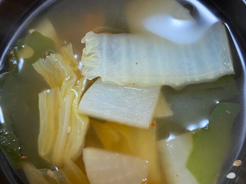 白菜たくさん豆板醤スープ